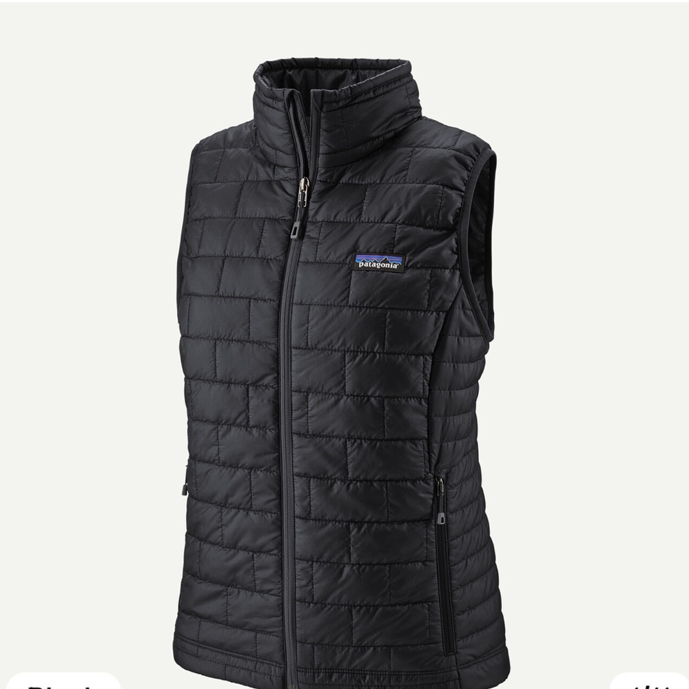 Black women’s Patagonia Nano puff vest, lightweight Patagonia vest